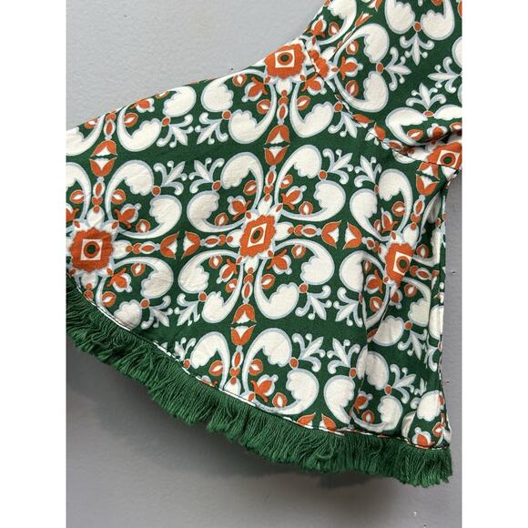 Lulus‎ Green Geometric Pattern Fringe Off Shoulder Mini Dress Womens Size XS - Picture 8 of 9